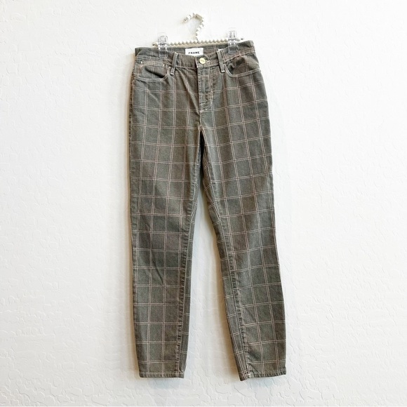 FRAME Denim Women's Le High Skinny Crop Jeans Windowpane Plaid 25 - Picture 2 of 8